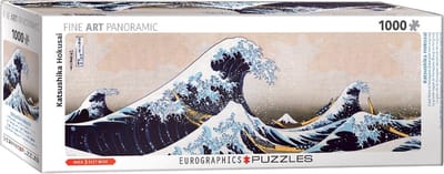 Eurographics - De Grote golf bij Kanagawa (Uitgebreid ten opzichte van het origineel) [神奈川沖浪裏 Kanagawa-oki nami ura] - Katsushika Hokusai - 1000 stukjes 96×32cm (b×h) - Fine Art Panorama Legpuzzel
