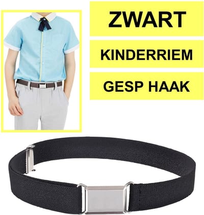 Fako Fashion - Kinderriem Elastisch Gesp - Elastische Riem Voor Kinderen - Rekbare Riem - Broekriem - Stretch Riem - Zwart