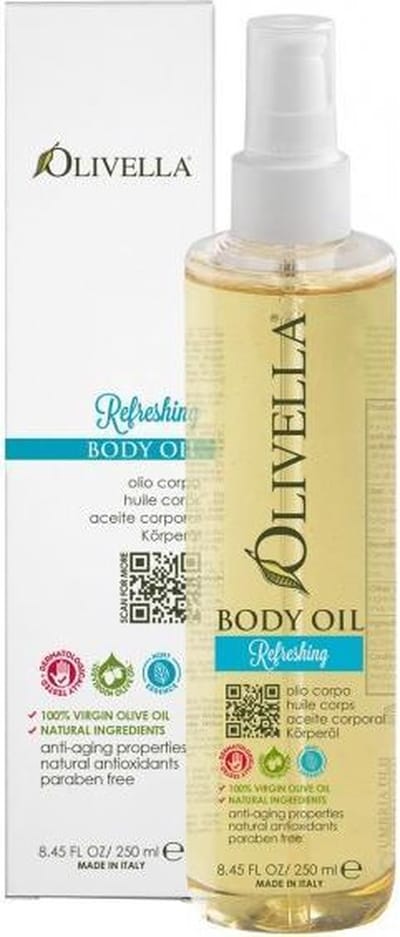 Olivella Bodyolie met veel olijfolie  - Refreshing  ( verfrissende massageolie ) 250ml