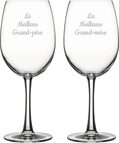 Rode wijnglas gegraveerd - 58cl - Le Meilleur Grand-père & La Meilleure Grand-mère