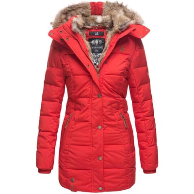 Marikoo dames winterjas met capuchon & imitatiebont voering