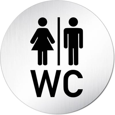 Ronde Toilette Deursticker Aluminium Ø100mm - Duurzaam en Krasbestendig