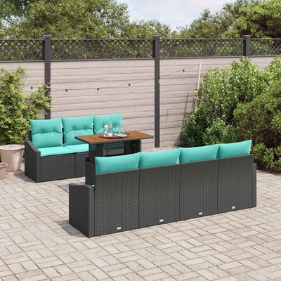 vidaXL - Tuinbank - Set - 8 - st - 7-Aantal - zitplaatsen - Zwart - en - Teal