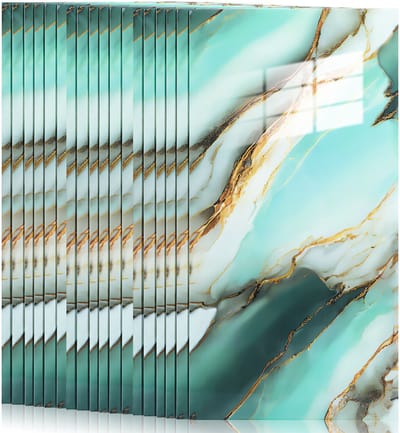 20 Stuks Zelfklevende Douche Muurstickers 30x60 cm - Waterdicht Marmer Print Tegelfolie voor Badkamer & Keuken | Moderne Tegelstickers,Blauw iriserend - N stijlen