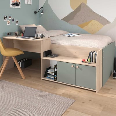 Vente-unique Combinatiebed hout amandelgroen 90 x 200 cm, 90