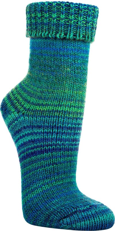 Schitterende kleuren Scandinavische warme sokken – 2 paar - voelt als zelf gebreid – kleur groen / petrol - maat 35/38