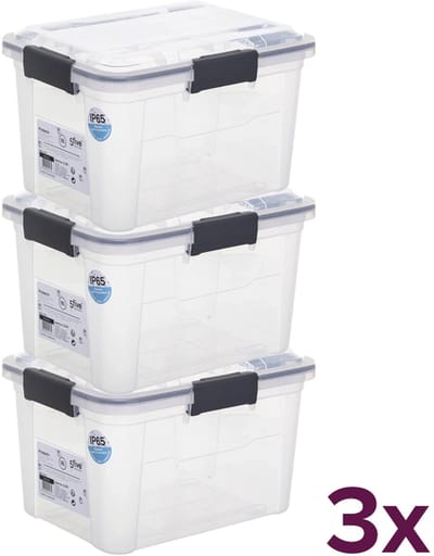 Waterdichte opbergbox 18 liter (voordeelbundel) Five® - Heavy Duty - Transparant - Stapelbaar | Nestbaar | Met deksel | Waterdicht | Heavy Duty - Opbergbox met deksel - Opslagbak - Opslagbox- Opbergbak