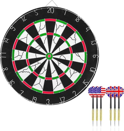 Dartpijlen Set met Dubbelzijdig Flock Dartbord en 6 Stalen Tips voor Volwassenen