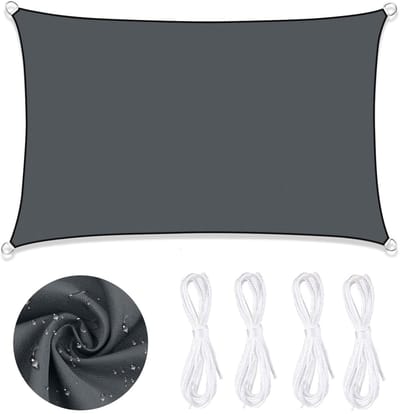 Dailygoods- Zonnezeil Waterdicht - Schaduwdoek - UV-bescherming 95% - D-ringen Roestvrij Staal - 2 x 3 m - Duurzaam Polyester