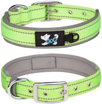 Dailygoods- Halsband Zacht Neopreen - Verstelbaar - Reflecterend - Nylon - Voor Grote Honden - Maten S/M/L/XL - Hondenhalsband