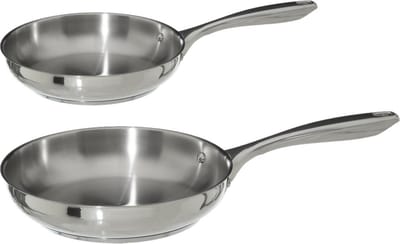Secret de Gourmet Koekenpannen Acoma - D20 en D28 cm - Alle warmtebronnen - Zilver RVS