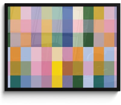 Poster in lijst - Fotolijst 80x60 cm - Posters - Blokken - Vierkant - Patroon - Gekleurd - Posterlijst zwart - Decoratie - Wanddecoratie woonkamer - Muurdecoratie slaapkamer