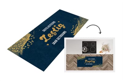 Keukenloper - Loper keuken - Spreuken - Gefeliciteerd zestig jaar getrouwd - Goud - Quotes - Jubileum - 120x50 cm - Keukenloper vinyl