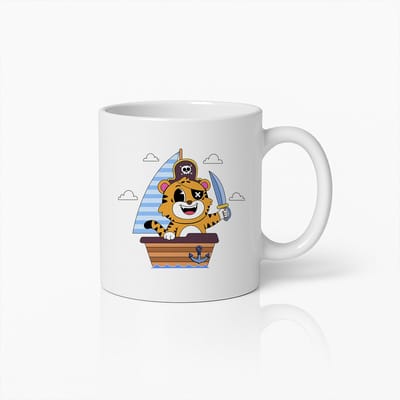 Piraat Tijger Mok – Schattige Cartoon Dieren Koffiekop voor Kinderen & Volwassenen