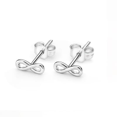 14kt - Witgouden Oorstuds met Infinity Symbool 8 mm - 0,8 mm Staaf Dikte - 14 Karaat Gouden Oorbellen voor Dames - Infinity Oorknopjes - Echt Goud (585) - Inclusief Echtheidscertificaat