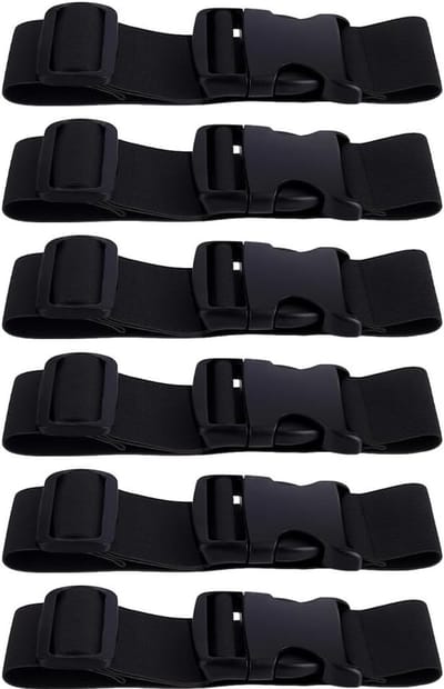 Pack van 6 Verstelbare Heuptas Verlengingsriemen, 43.8 x 50 cm, Nylon Riemen met Gesp voor Reizen, Outdoor Training en Bagagegebruik, Zwart