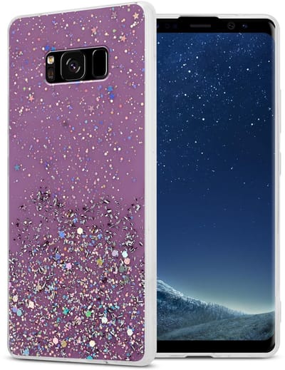 Cadorabo Hoesje geschikt voor Samsung Galaxy S8 in Paars met Glitter - Beschermhoes van flexibel TPU silicone met fonkelende glitters Case Cover Etui