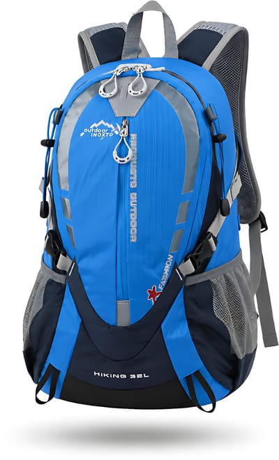 CarryQuest® - 25L Hydratatie Rugzak - Polyester Fiets- & Wandelrugzak met Drinksysteem, Rugventilatie, Laptopvak, Ergonomische Schouderbanden & Front-/Toploader - 45x30x19 cm - Blauw
