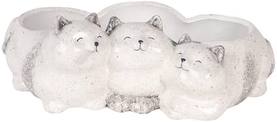 Clayre & Eef Decoratie Beeld Katten 27x16x10 cm Grijs Keramiek