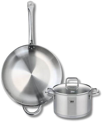 Set van 1 Koekenpan 32 cm en 1 braadpan 20 cm Elo Profi Citrin