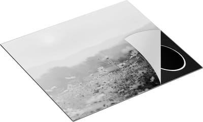 Chefcare Inductie Beschermer Bloemenveld met Kosmos - Zonsondergang - Zwart Wit - 60x50 cm - Afdekplaat Inductie - Kookplaat Beschermer - Inductie Mat