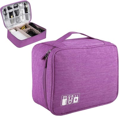 Multifunctionele Kabel Organizer voor Elektronische Accessoires, Reisopbergcase voor Opladers en Camera's, Paars, Unisex