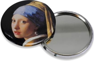 Lanzfeld - Zakspiegeltje Ø 80 mm - Make up spiegel - Vermeer - Meisje met de Parel
