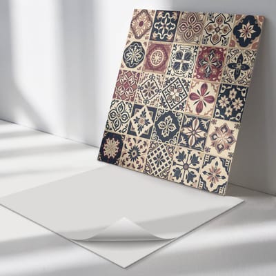 Wallfluent Vinyl Tegels - Mozaïektegelpatronen Vloer Tegels PVC - 30 cm x 30 cm - Zwart PVC Tegels - Set van 9 - Vierkant PVC Tegels - Texturen Plaktegels - Zelfklevende PVC Tegels - Plaktegels Keuken en Badkamer