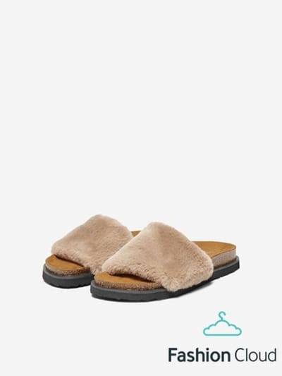 Only Moon -3 Fur Sandal | Camel | Maat: 36