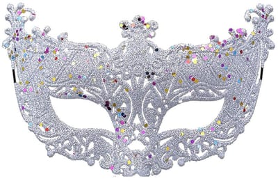 Masker - Venetiaans masker - Oogmasker - Gemaskerd bal - Verkleedmasker feest - Zilver met glitter - Jonyx