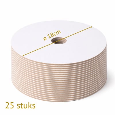 Bakdozen.nl Taartkarton 18 cm (7 Inch) met Centraal Gat - Stapeltaart Onderplaat - Wit - 25 Stuks