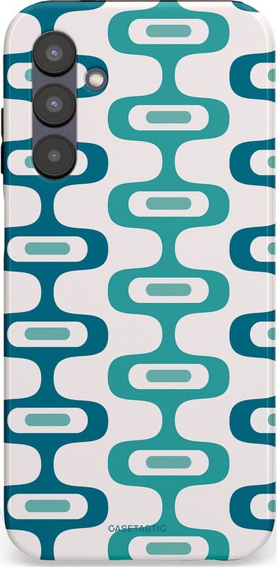 Casetastic hoesje geschikt voor Samsung Galaxy A25 - Dubbellaagse bescherming - Vormen vibe - Fashion Case - Wit Petrol Lichtgrijs Mintgroen