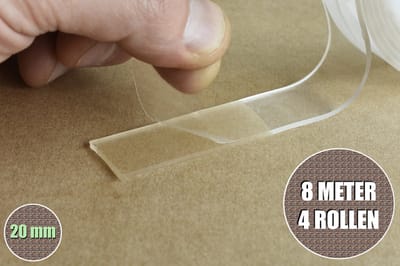 Nano Tape Dubbelzijdig - 4 Rollen van 2 Meter - 20 mm Breed - Transparante Tape - Extra Sterk - Ophangen Zonder Boren