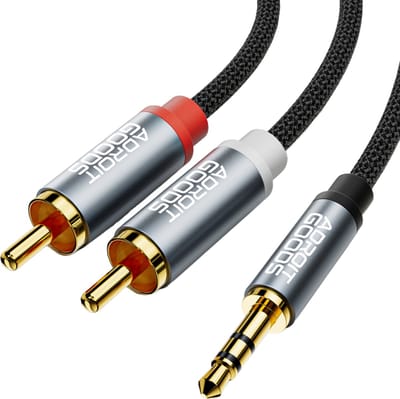 AdroitGoods Aux naar Tulp - Jack naar Tulp - Jack 3.5mm naar Tulp Kabel - RCA Kabel - 5 Meter - Grijs