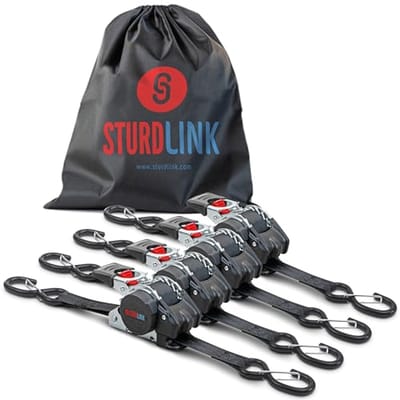 Automatische Lashing Strap 3m 25mm S-Haken | Ideaal voor Quad, Motor en Trailer | Set van 4 + Tas