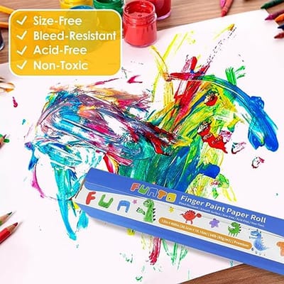 Groot Verfpapier voor Kleuters - 12''x400'' Vingerverf Papierrol voor Creatieve Activiteiten