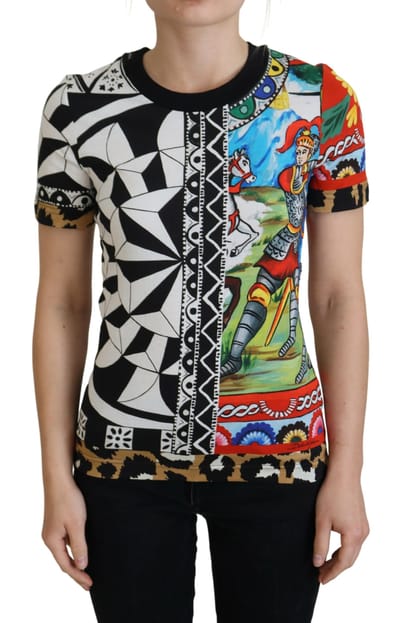 Geprinte Korte Mouw Crew Neck Top