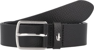 LACOSTE Leren Riem Elegance Grained Leather Belt W90 Noir Zwart