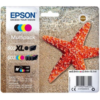 Epson 603 XL inktcartridge 1 stuk origineel hoog (XL) rendement zwart, cyaan, magenta, geel