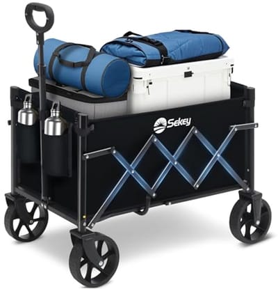 Opvouwbare Bolderkar 70L - Campingwagen met Inklapbare Handgreep en Rem - Ruimtebesparend en Licht