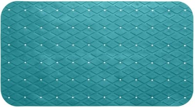 5Five Anti-slip badkamer douche/bad mat - turquoise blauw - 70 x 35 cm - rechthoekig - Badkamermat met zuignappen