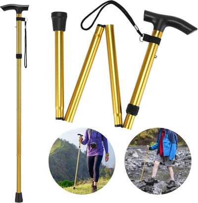 Opvouwbare en Verstelbare Wandelstok met Antislip Grip - Lichtgewicht en Draaibaar voor Veiligheid en Comfort tijdens Vakanties