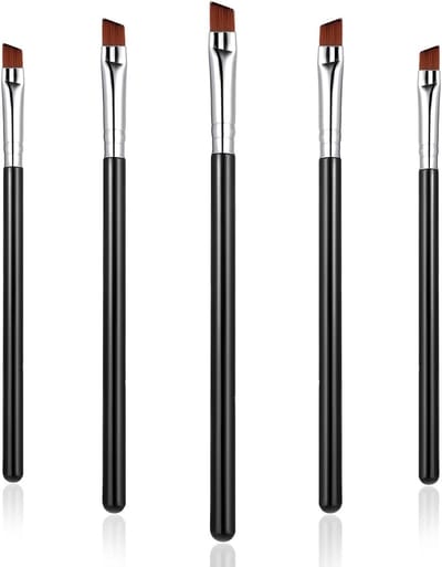 5 Stuks Hoekige Eyeliner Penseelset, Fijne Oblique Oogschaduwkwasten voor Precisie Make-up, Zachte Synthetische Haren voor Perfecte Ooglook