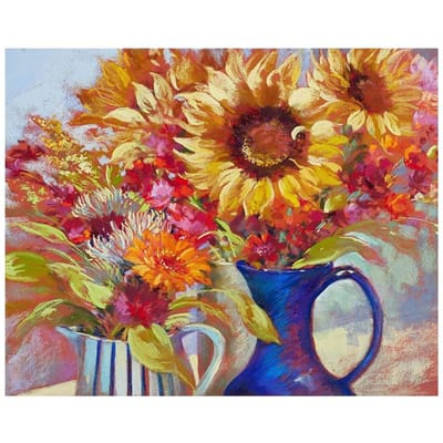 5D DIY diamant schilderij kruissteek zonnebloemen volledige ronde diamant borduurwerk ambachten woondecoratie 20X30CM beige