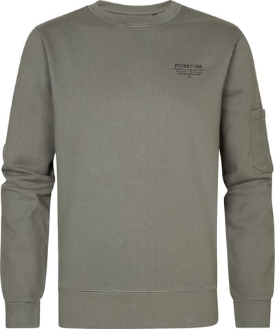 Petrol Industries - Heren Backprint Sweater Ezra - Groen - Maat S