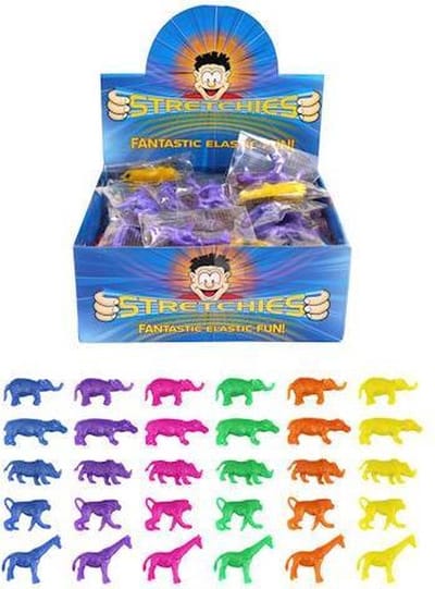 84 Stuks - Uittrekbare Strech Jungle Dieren - In Display - Uitdeelcadeautjes - Uitdeel - Traktatie kinderen - Jongens - Meisjes