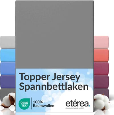 etérea Topper Jersey Hoeslaken 100x200 - 120x200 cm Oekotex Made in Green - 100% katoen - Rang