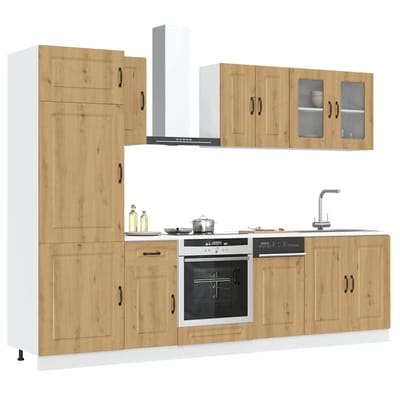 vidaXL - 8-delige - Keukenkastenset - Kalmar - bewerkt - hout - artisanaal - eiken
