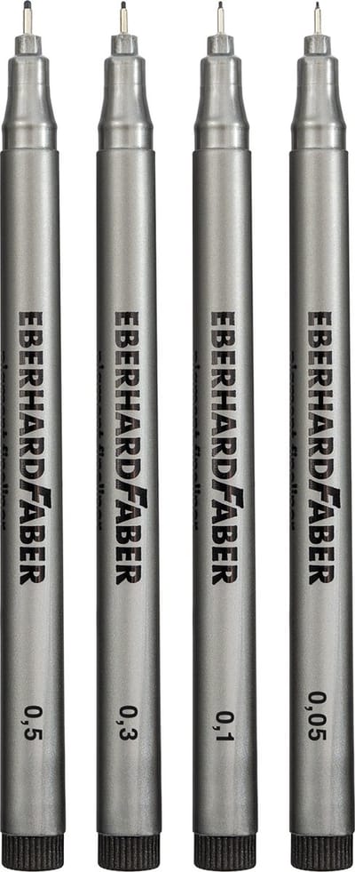 Eberhard Faber fineliners - 4 stuks - zwart - 0.05/0.1/0.3/0.5mm - EF-558104