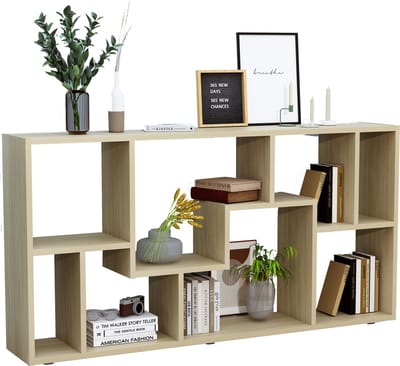 Houten vrijstaande boekenplank Medialijst Opbergruimte Ruimteverdeler Decoratieve plank Lanisa L